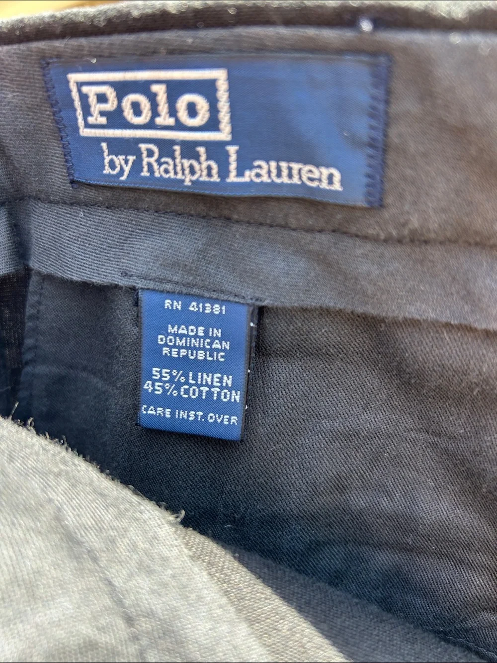 Vintage Polo Ralph Lauren Dress Trousers Mens 31x32 Linen Cotton Pleated Black - Picture 9 of 13
